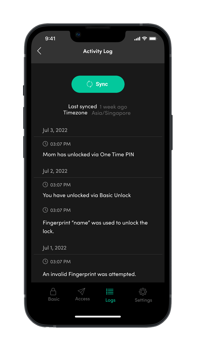activity log