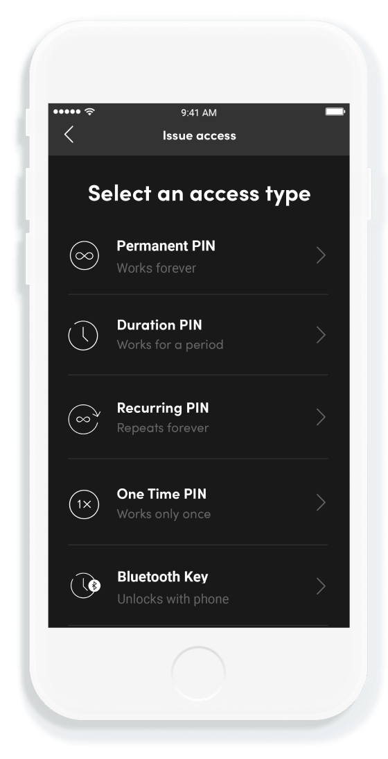 Select an access type