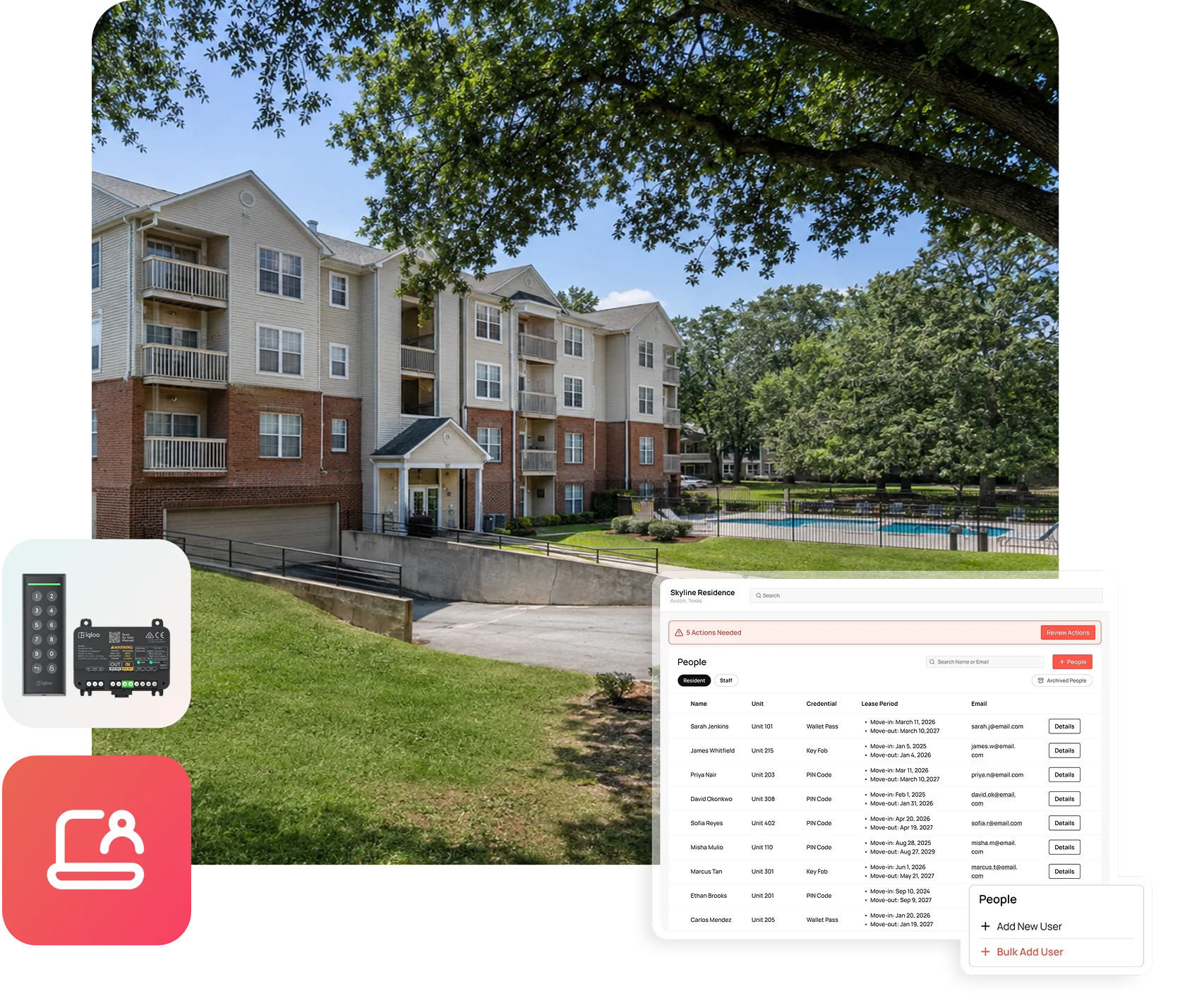 A multifamily residential building with igloohome access control