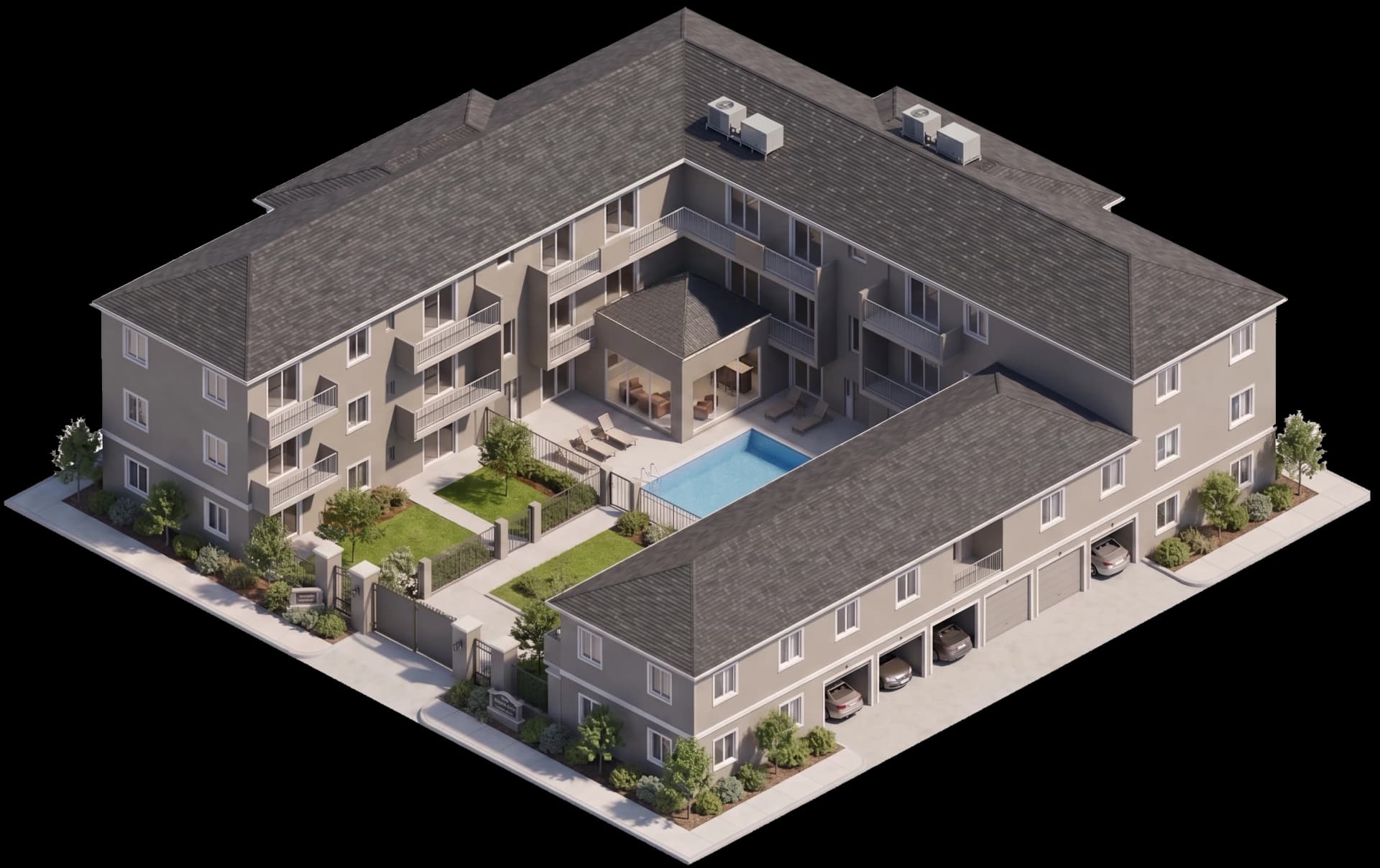 An apartment complex showing every igloohome access point