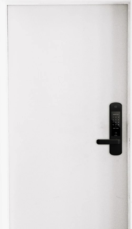 igloohome Mortise 2 digital lock on white door