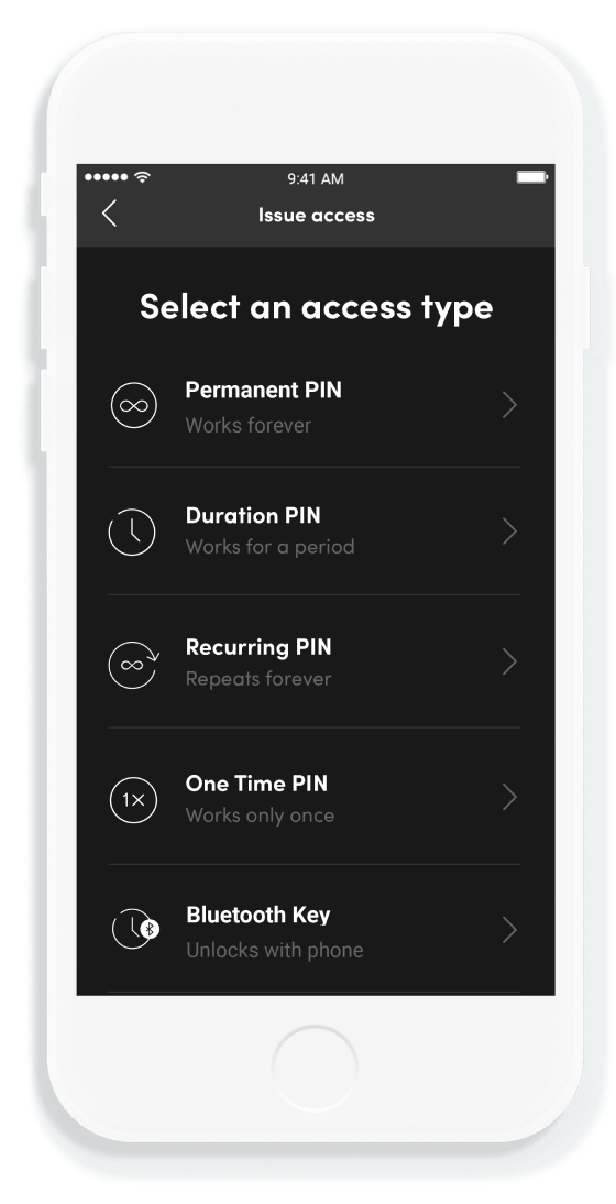 Select an access type