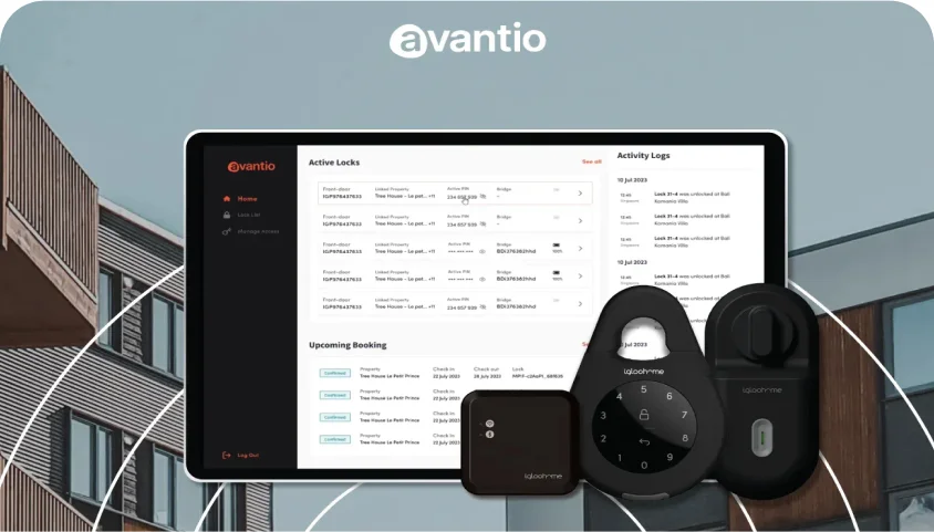 The Avantio dashboard generating guest access credentials for igloo smart locks