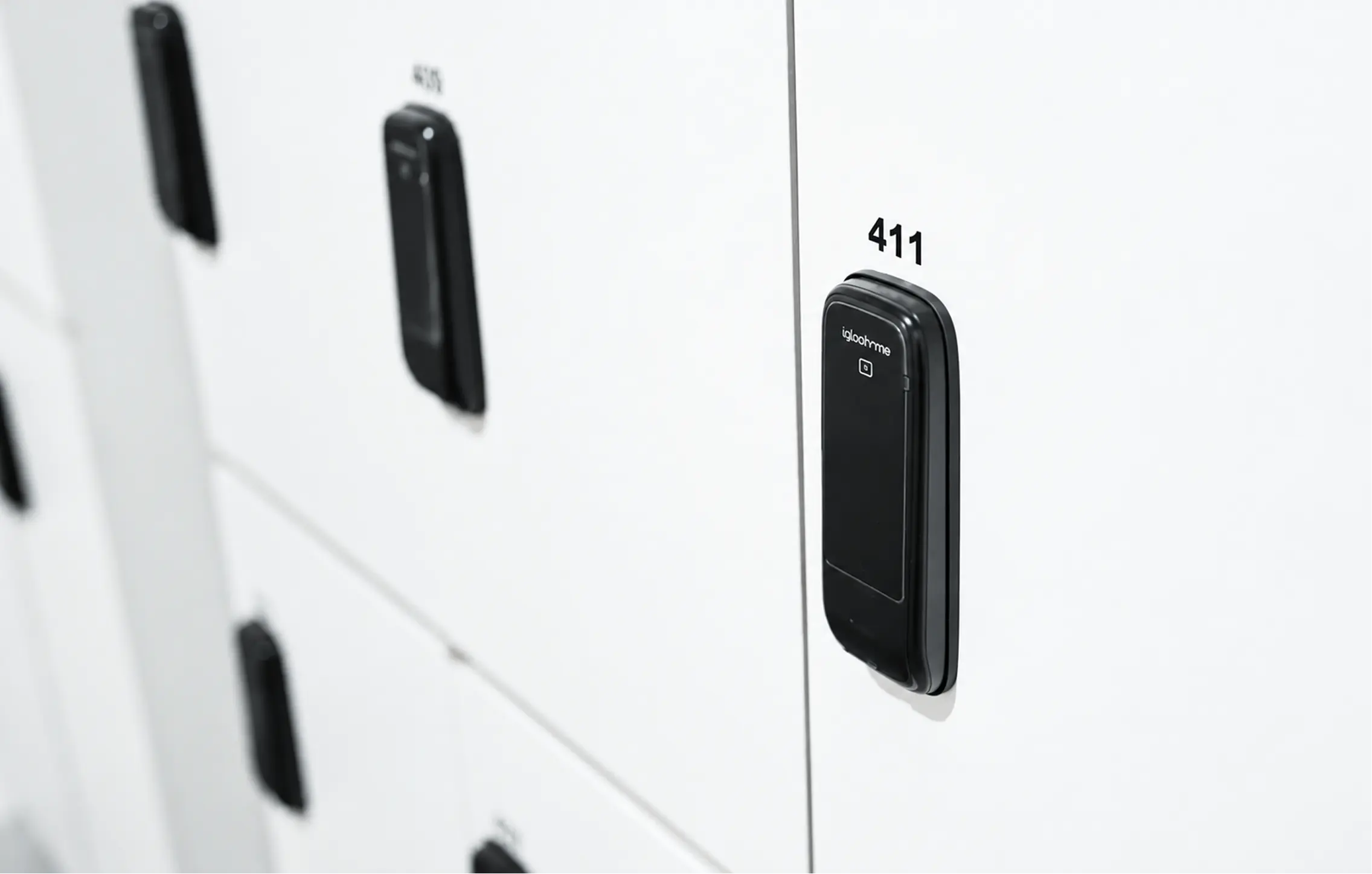 An igloo smart rim lock installed on a locker door