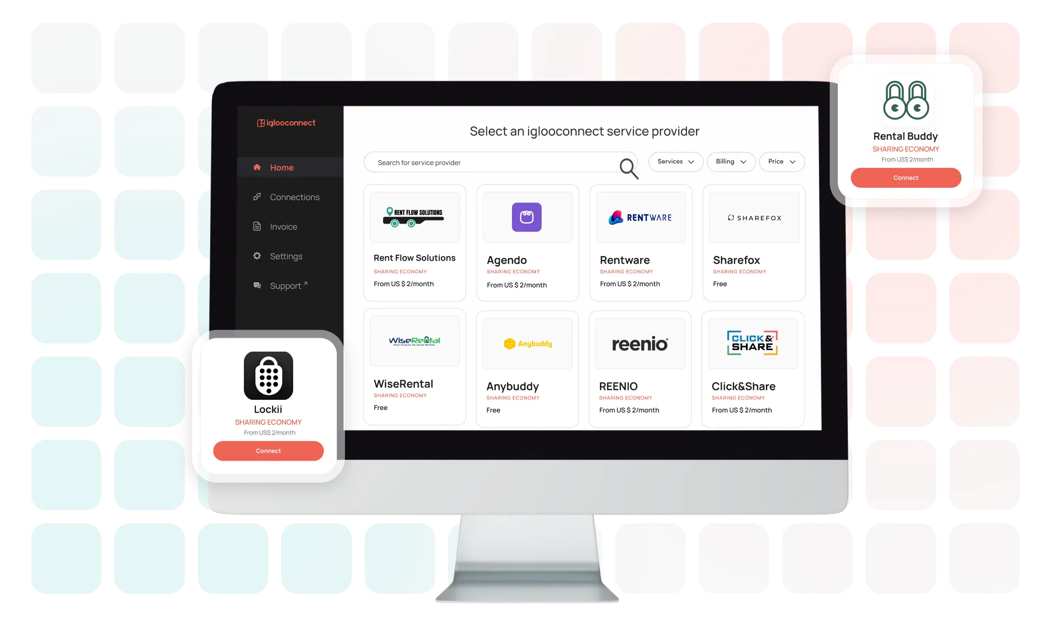The igloo dashboard showing locker bookings and the access credentials issued for each one