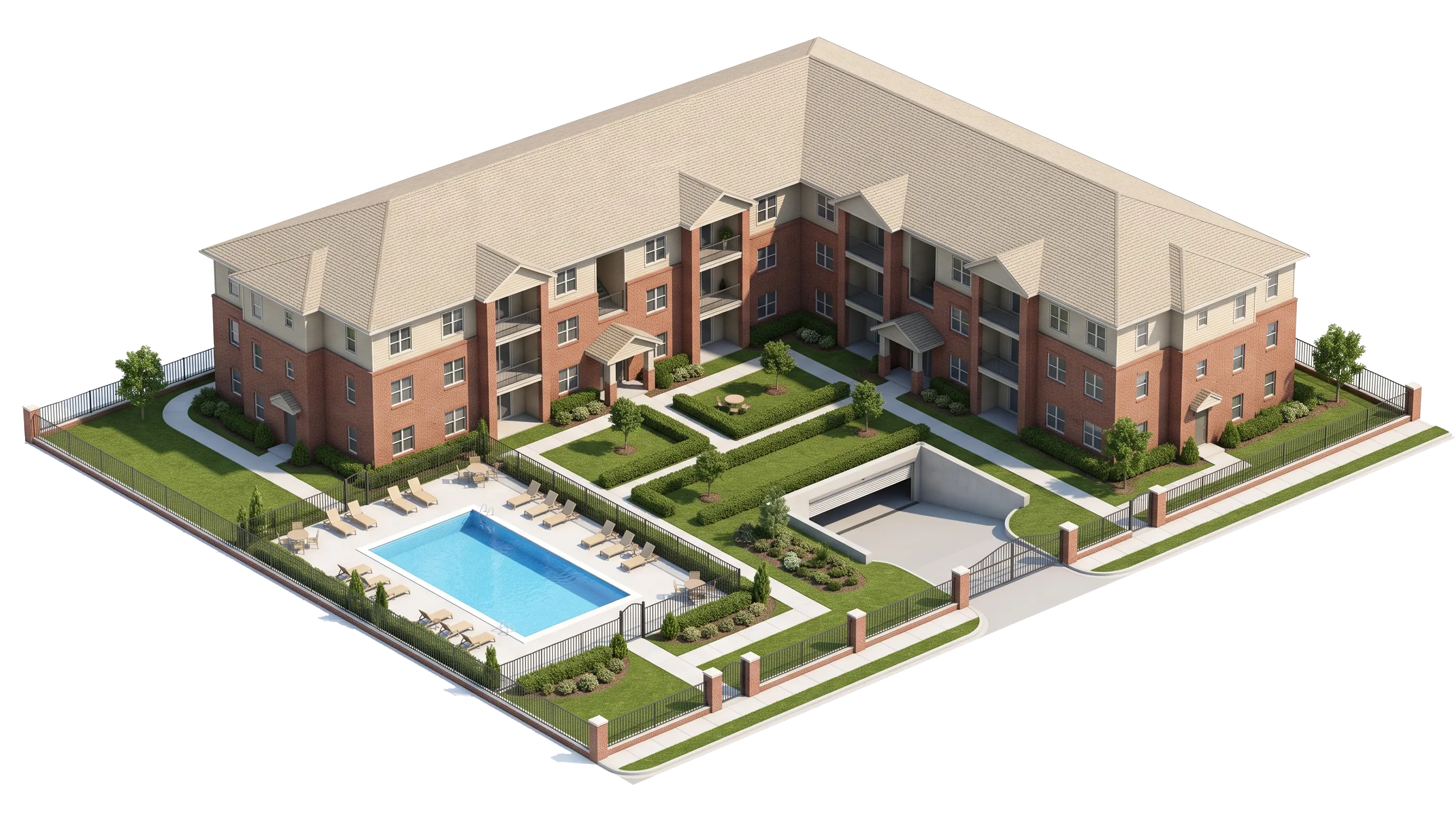 An apartment complex showing every igloohome access point