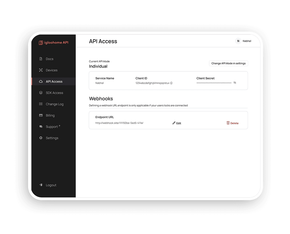 igloohome API access and webhook integration