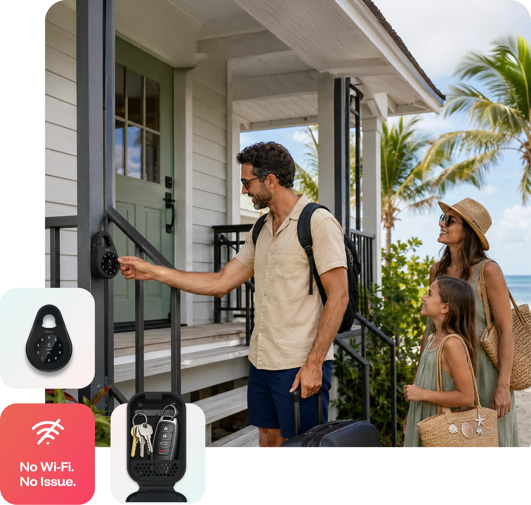 A family enjoying their vacation rental booked with keyless guest access