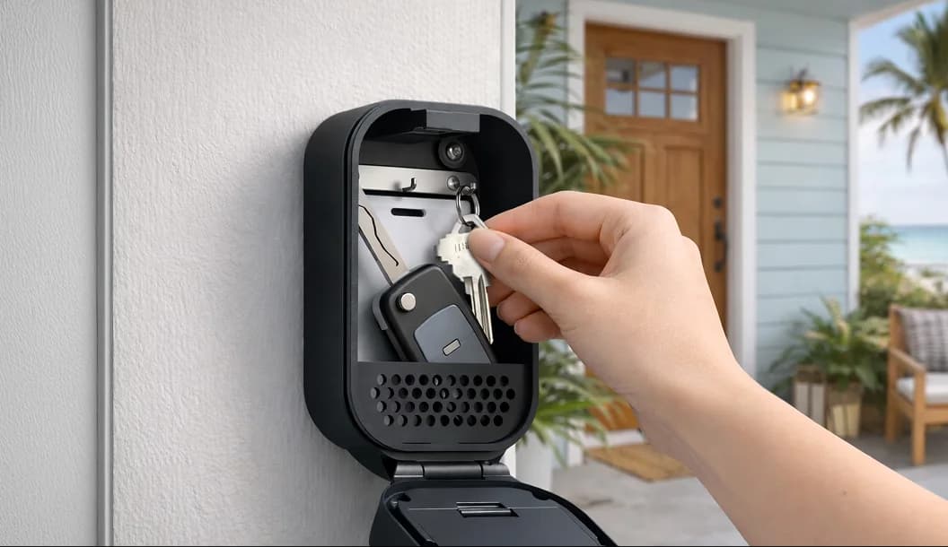 An igloo Lockbox storing the keys to a short term rental property