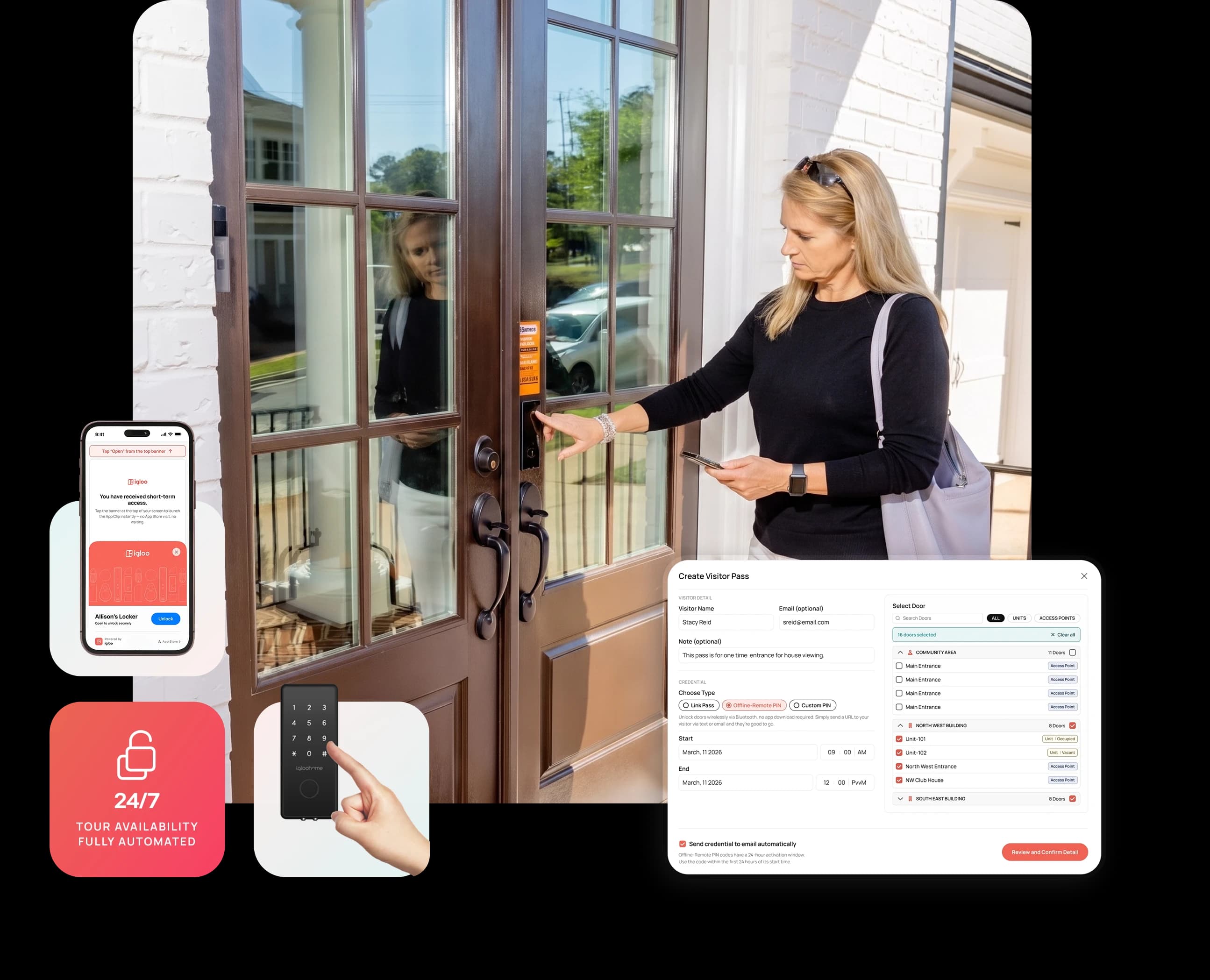 A couple touring a rental home with their phone