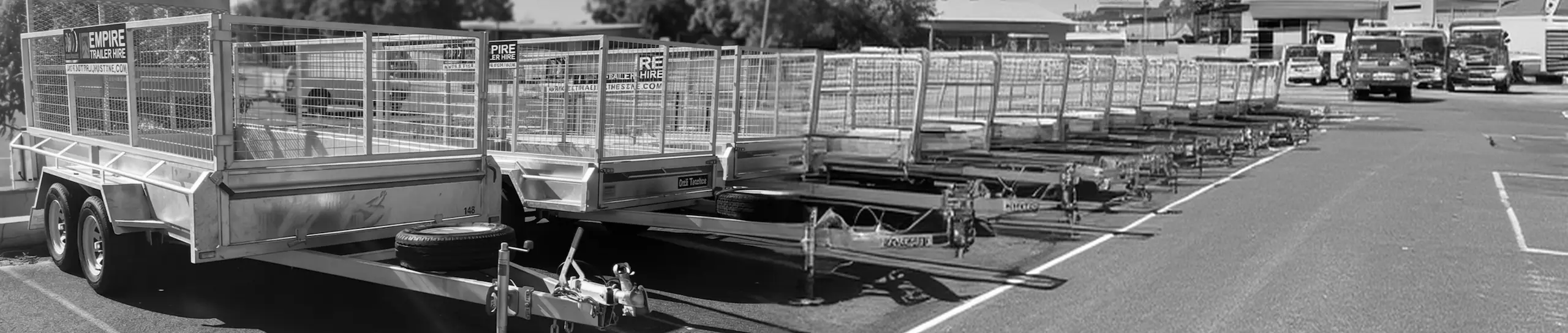 Empire Trailer Hire trailers lined up in a self-serve rental yard